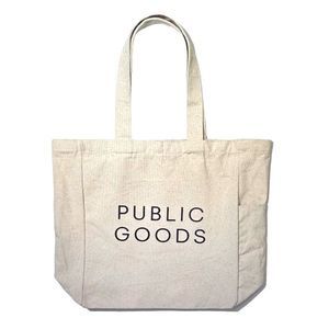 Public Goods Reusable Cotton Tote Bag with Zipper Pocket and Snap Closure
